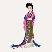Ancient lady costume, Chinese traditional illustration vector