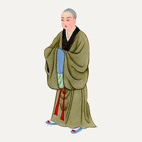 Buddhist monk costume, Chinese ancient illustration vector