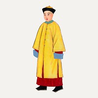 Man in yellow priest robe illustration vector