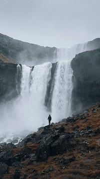 Nature iPhone wallpaper background, natural highland waterfall