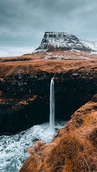 Nature iPhone wallpaper background, natural highland waterfall