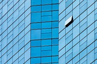 Blue modern office building closeup