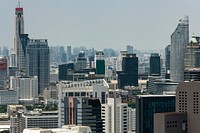 Bangkok skyline with skyscrapers and buildings