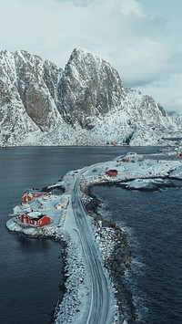 Mountain mobile wallpaper background, Sakrisøy island, Norway