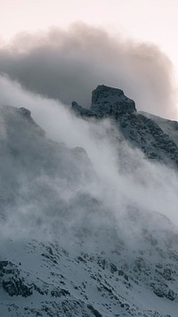 Nature iPhone wallpaper background, snowy mountain peaks in Norway