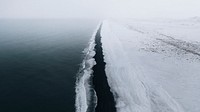 Nature desktop wallpaper background, black sand beach on Iceland