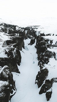 Nature phone wallpaper background, snowy canyon on Iceland