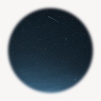 Shooting star on starry sky blur edge circle badge, astronomy photo 