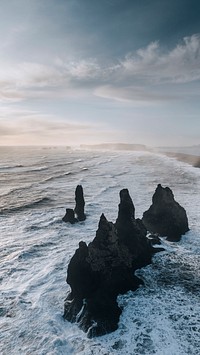 Ocean iPhone wallpaper background, Reynisfjara on Iceland