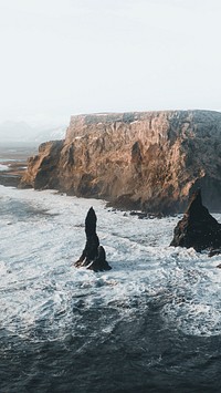 Ocean iPhone wallpaper background, Reynisfjara on Iceland