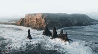 Ocean desktop wallpaper background, Reynisfjara on Iceland