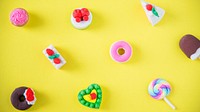 Candy desktop wallpaper, cute gummy pattern sweet background