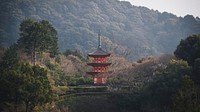 Travel desktop wallpaper background, Pagoda in Kyoto's temple, Japan