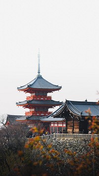 Japan iPhone wallpaper background, Kiyomizydera Shrine in Kyoto, Japan