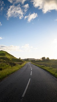 Road mobile wallpaper background, scenic route during sunset in Scotland