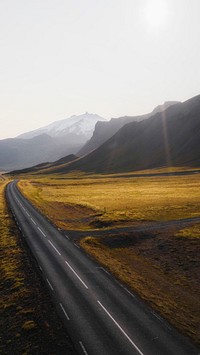 Adventure phone wallpaper background, scenic route in Iceland