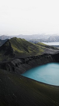 Nature phone wallpaper background, blue lake central highlands, Iceland