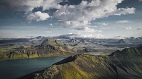 Nature desktop wallpaper background, blue lake central highlands, Iceland