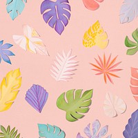 Paper craft leaf pattern psd in summer tone