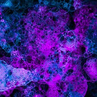 Neon purple bubble art on black background abstract style