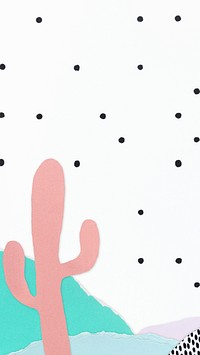 Cute background with pastel cactus paper craft