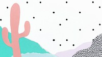 Cute background psd with pastel cactus paper craft