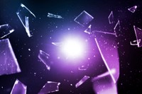 Purple shattered glass in space background with design space