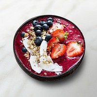 Acai smoothie in coconut shell 