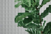 Nature background with leaf behind patterned glass