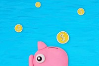 Piggy bank finance background vector DIY dry clay creative art for kids