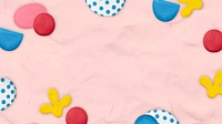Kids clay patterned frame vector on pink textured background creative craft for kids