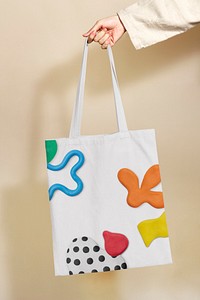 Colorful canvas tote bag with cute clay pattern kids fashion