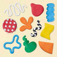 Abstract shape clay craft vector textured colorful DIY creative art set