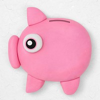 Piggy bank clay icon cute handmade finance creative craft graphic