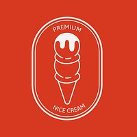 Ice cream business logo psd in cute doodle style
