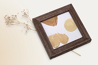 Wooden picture frame with aesthetic dried flower