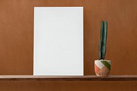 White canvas on a wooden shelf