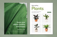 Plant shop template vector with houseplants