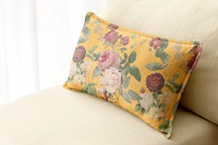 Floral cushion home decor, on a sofa