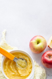 Homemade apple puree healthy baby food image