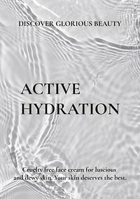 Skincare poster template, vector water background, active hydration text