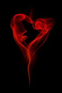 Heart smoke textured vector, in red