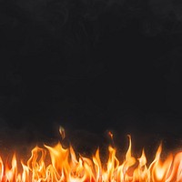 Flame border background, black realistic fire image vector