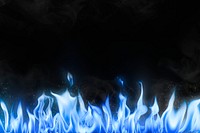 Black flame background, blue border realistic fire image