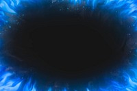 Black flame background, blue frame realistic fire image