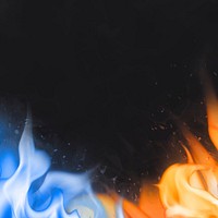 Flame border background, black realistic blue fire image vector