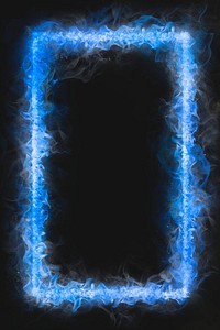 Flame frame, blue rectangle shape, realistic burning fire