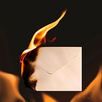 Envelope stationery, aesthetic burning flame effect with blank space