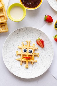 Waffle, kids food art, funky breakfast treat