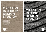 Minimal textured poster template vector for interior company dual set